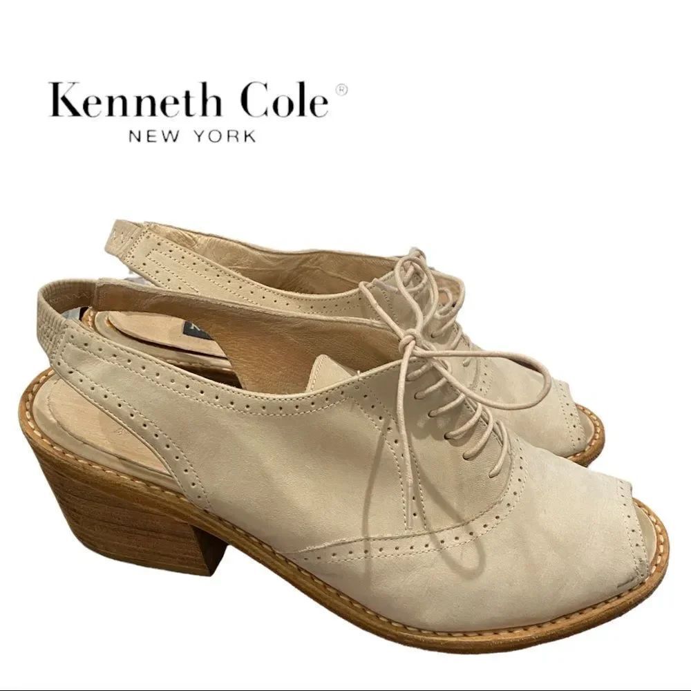 Kenneth Cole New York Suede Leather Tie Slingback Ankle Boots Booties 8.5